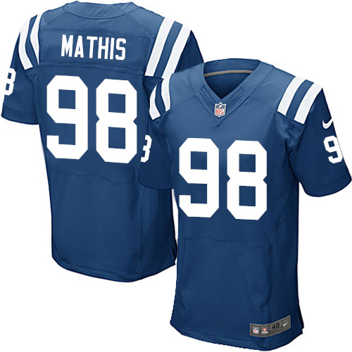 Men's Elite Robert Mathis Nike Jersey Royal Blue Home - #98 NFL Indianapolis Colts